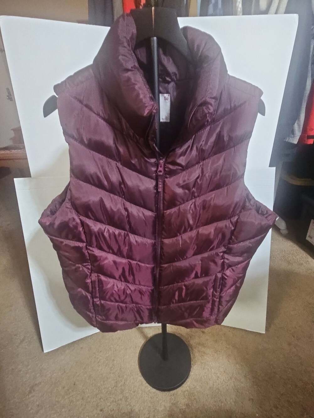 SO Puffer Vest Size XL Burgundy Zip Up Mock Neck Winter